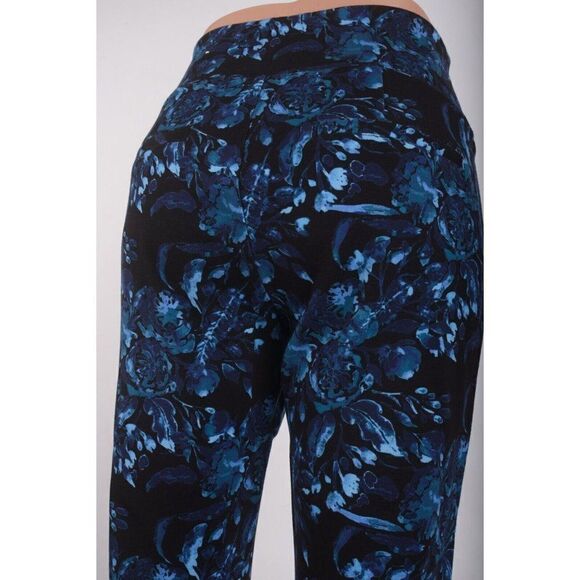 Soft Surroundings Womens Ankle Leggings PS Petite small Black Blue Floral - Picture 5 of 7